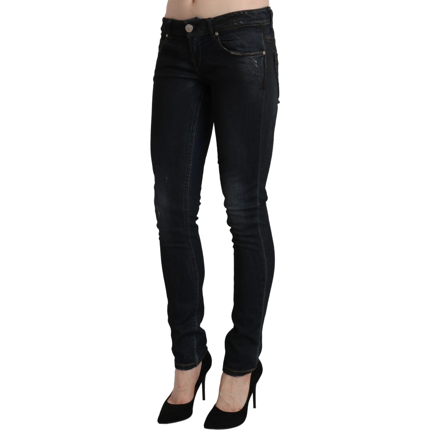 Blue Washed Low Waist Skinny Denim Slim Trouser