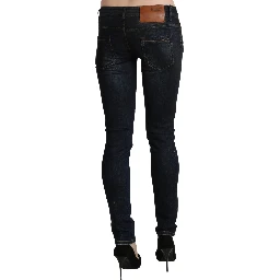 Blue Washed Low Waist Skinny Denim Slim Trouser