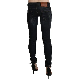 Black Washed Low Waist Skinny Denim Jeans
