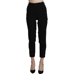 Black High Waist Skinny Cropped Dress Trouser Pant