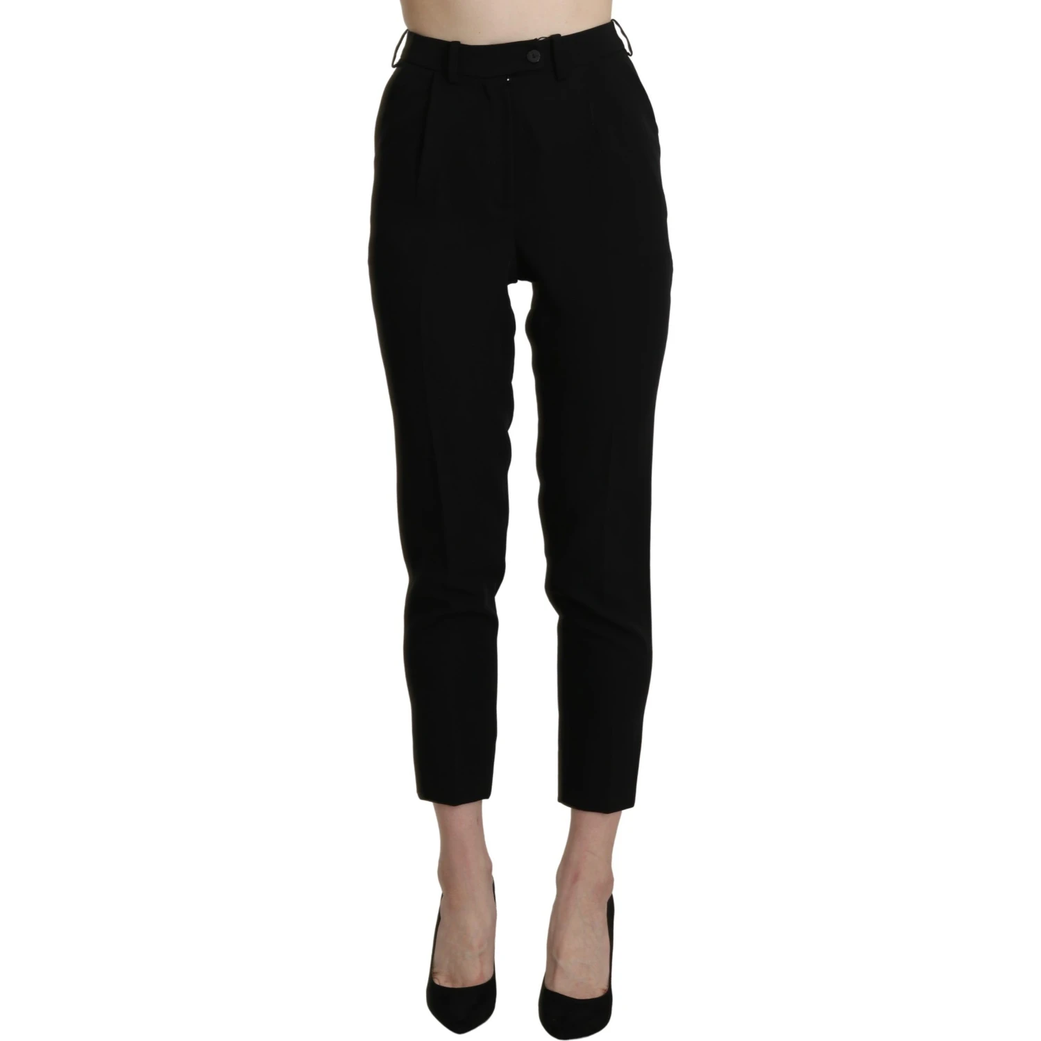 Black High Waist Skinny Cropped Dress Trouser Pant