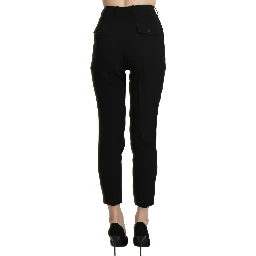 Black High Waist Skinny Cropped Dress Trouser Pant
