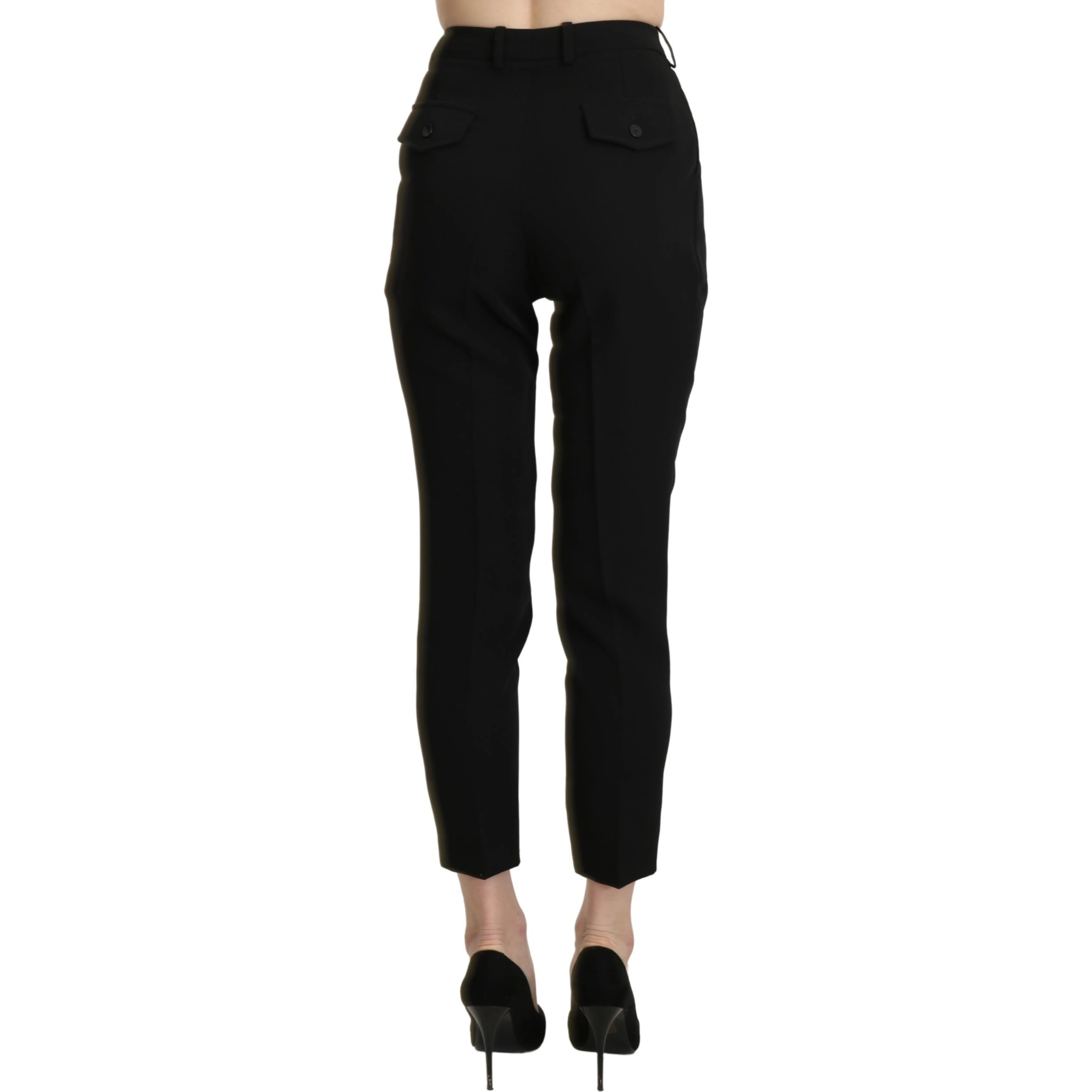 Black High Waist Skinny Cropped Dress Trouser Pant