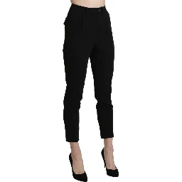 Black High Waist Skinny Cropped Dress Trouser Pant
