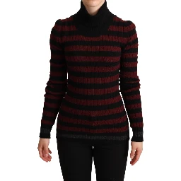 Black Red Striped Wool Pullover Sweater