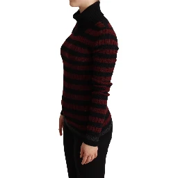Black Red Striped Wool Pullover Sweater