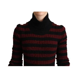 Black Red Striped Wool Pullover Sweater