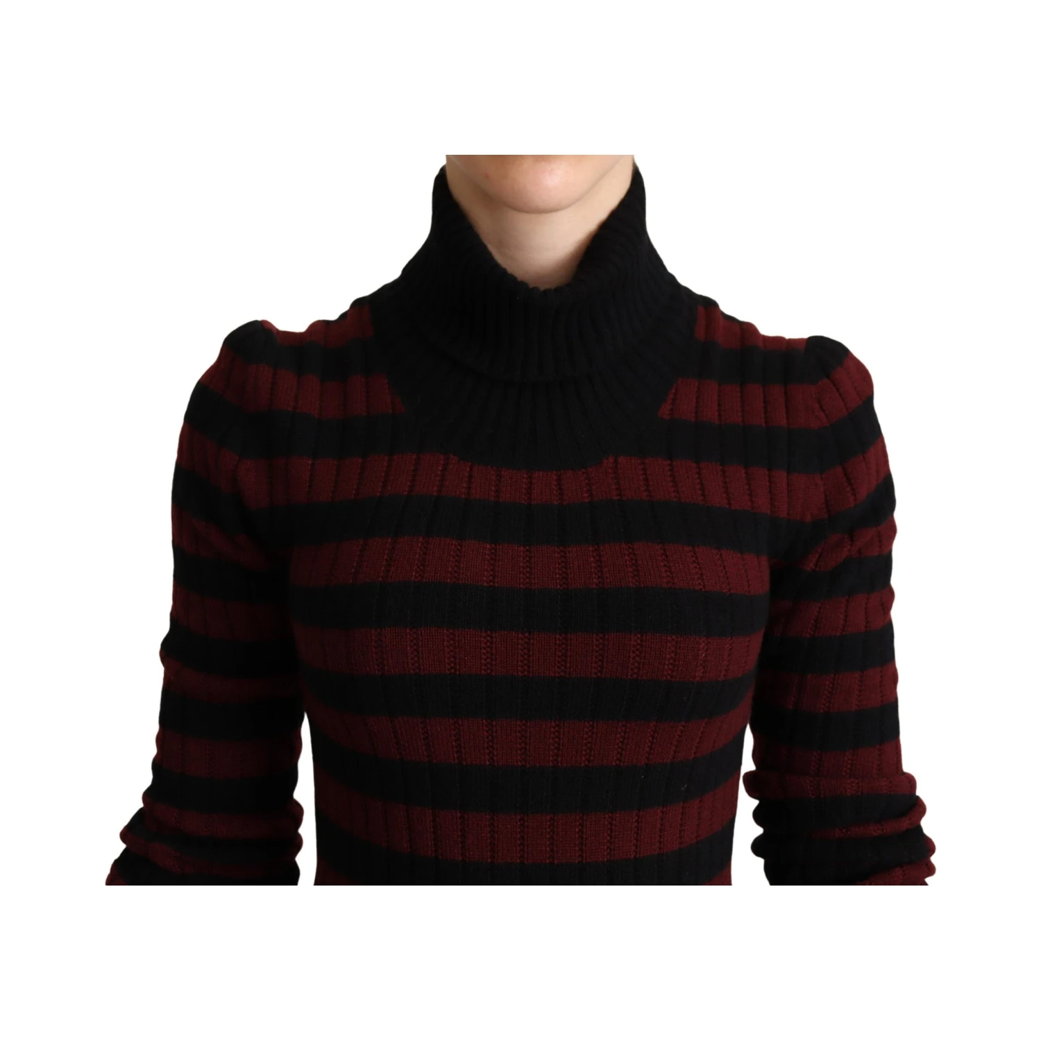 Black Red Striped Wool Pullover Sweater