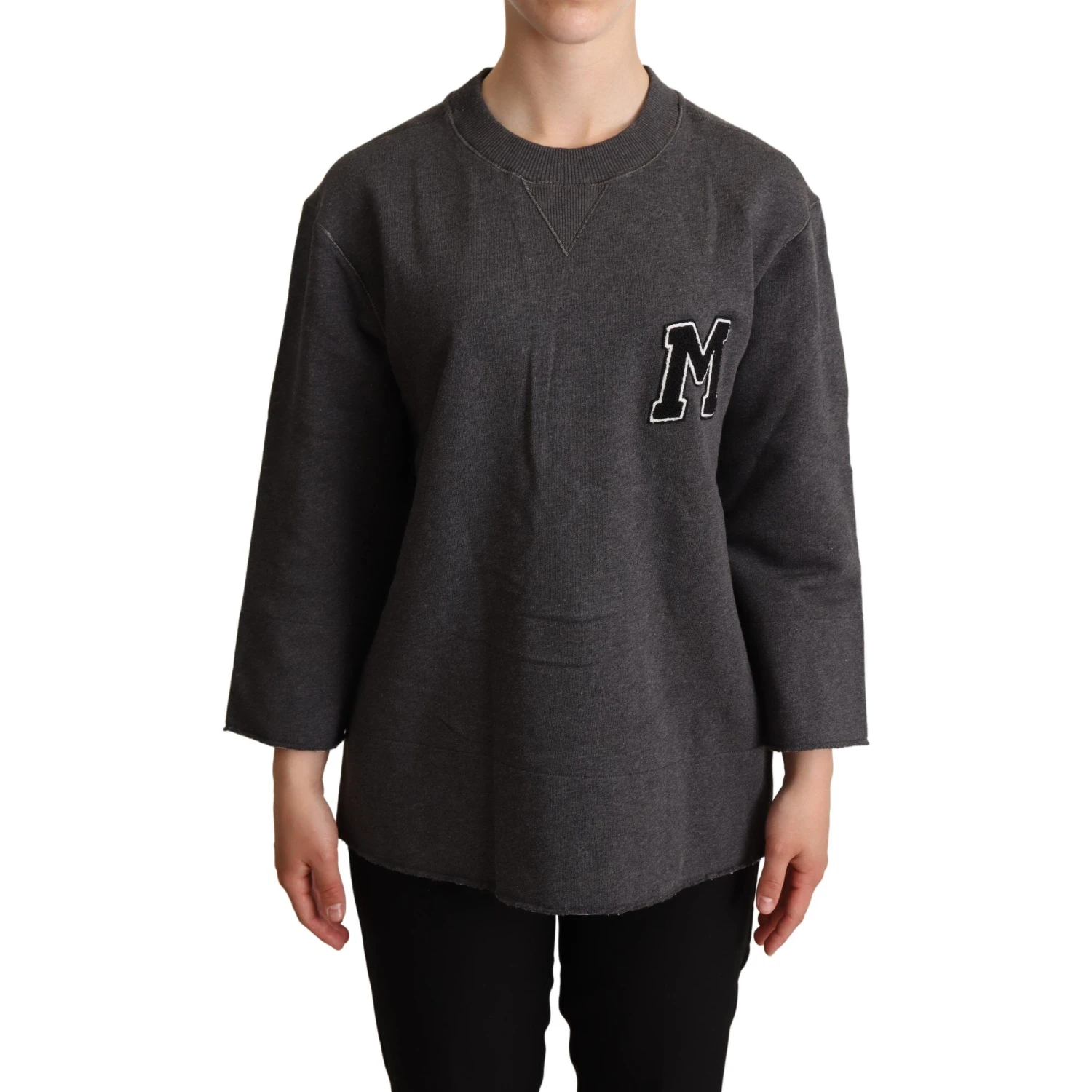 Gray Embroidered Women Pullover Sweater