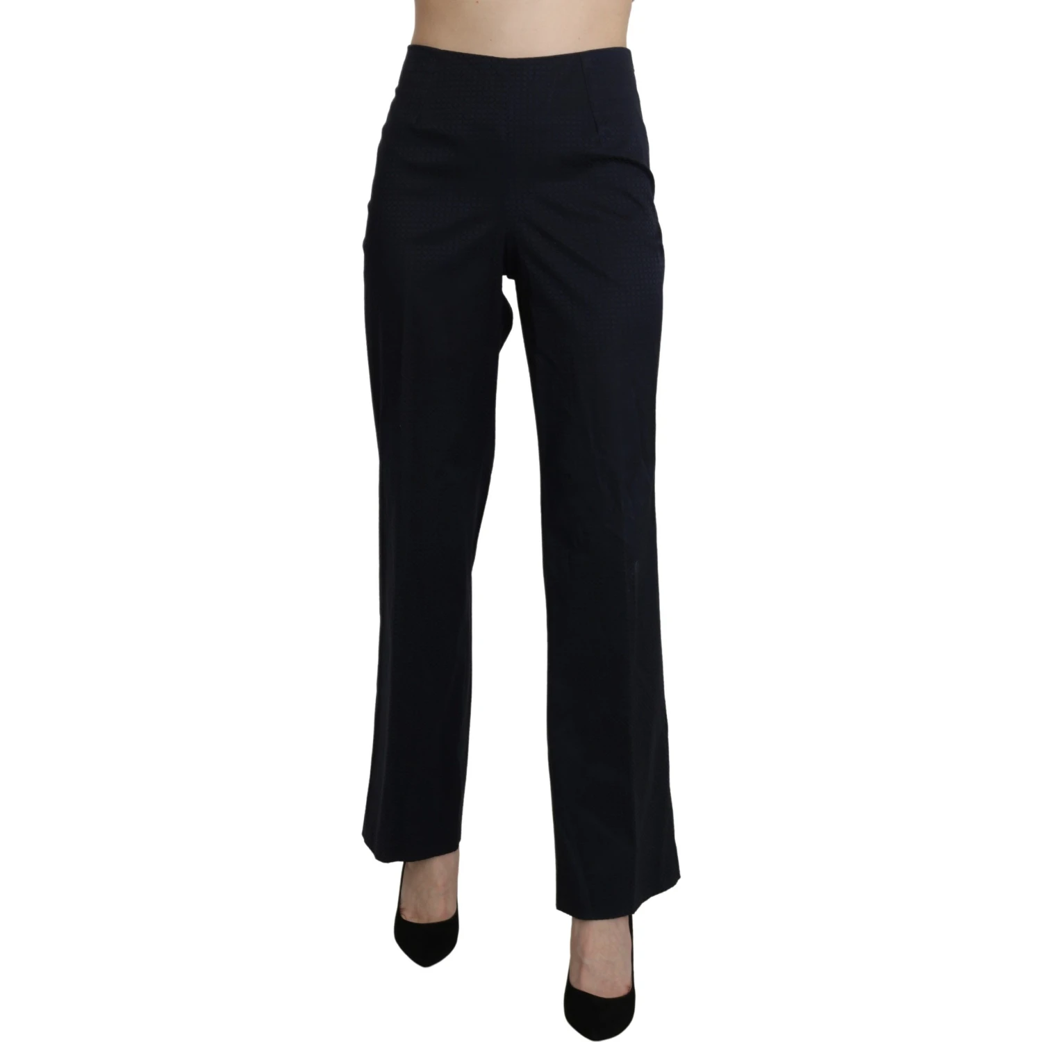 Navy Blue High Waist Straight Dress Trouser Pants