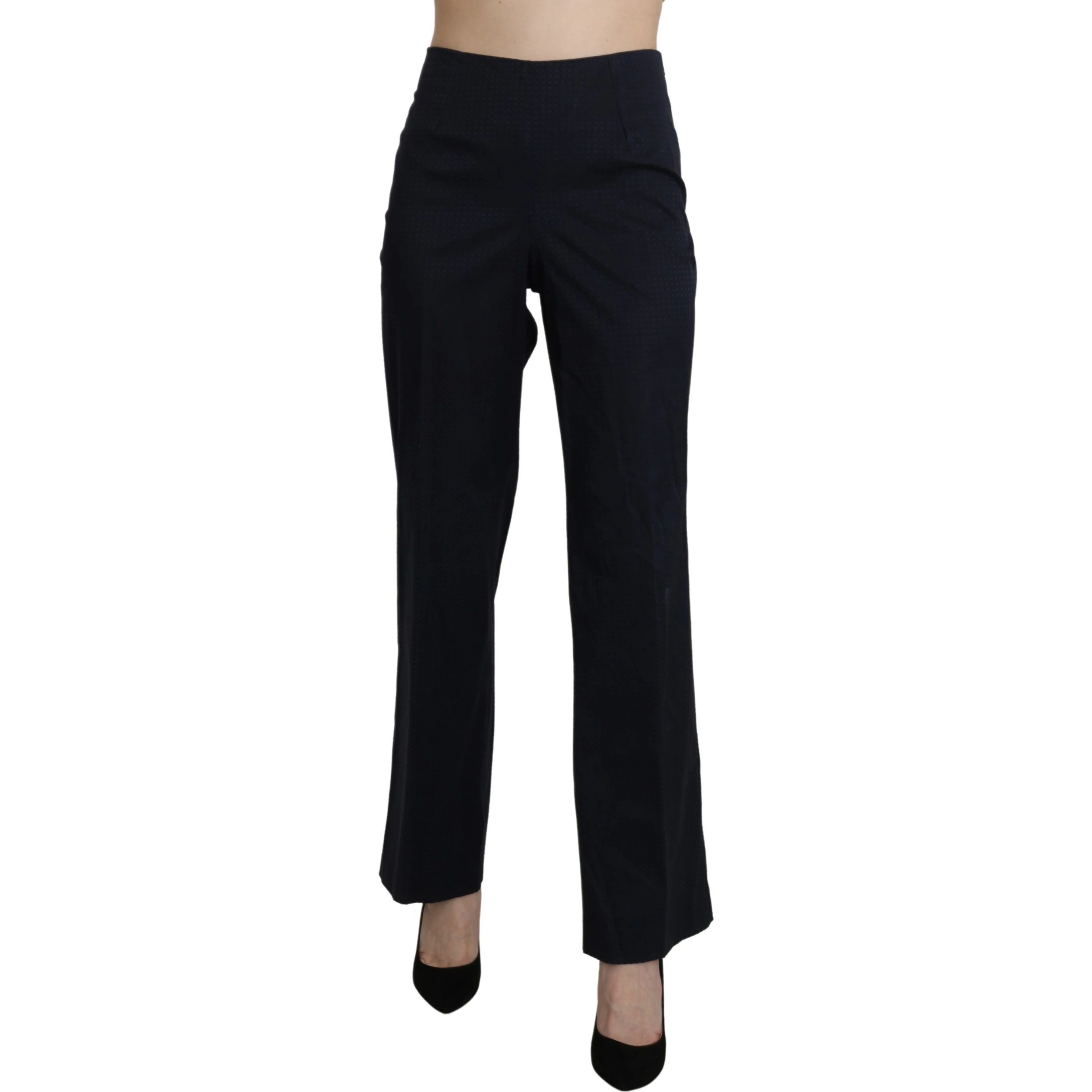 Navy Blue High Waist Straight Dress Trouser Pants