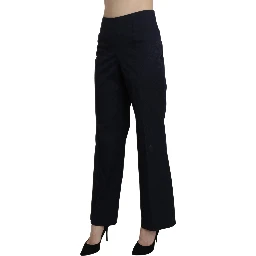 Navy Blue High Waist Straight Dress Trouser Pants