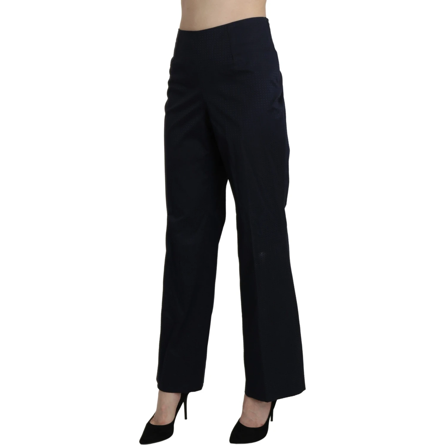 Navy Blue High Waist Straight Dress Trouser Pants