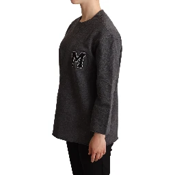 Gray Embroidered Women Pullover Sweater
