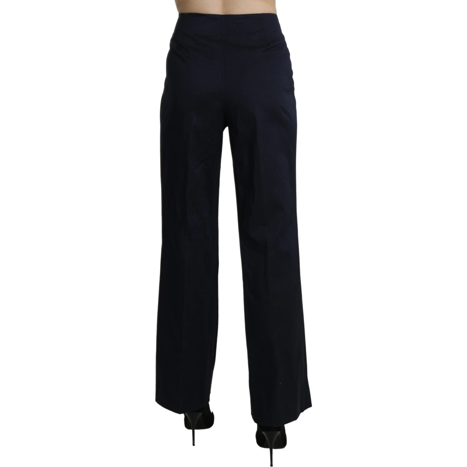 Navy Blue High Waist Straight Dress Trouser Pants