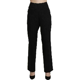 Black High Waist Straight Dress Trouser Pants