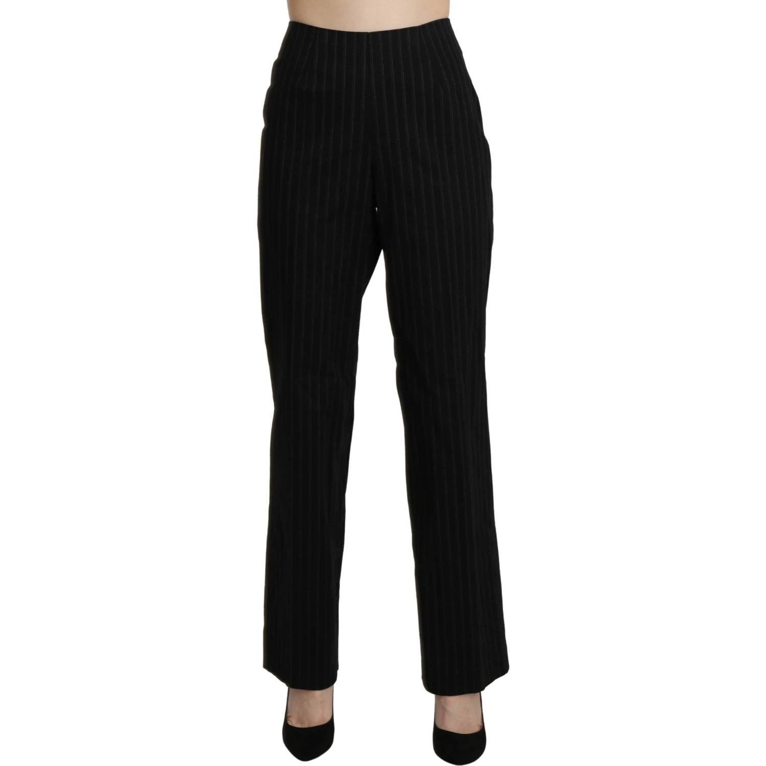 Black High Waist Straight Dress Trouser Pants