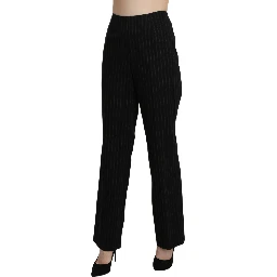 Black High Waist Straight Dress Trouser Pants