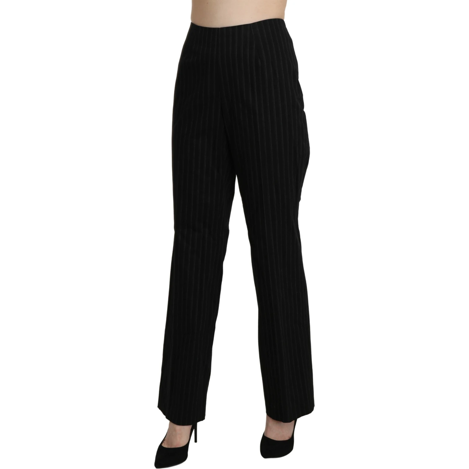 Black High Waist Straight Dress Trouser Pants