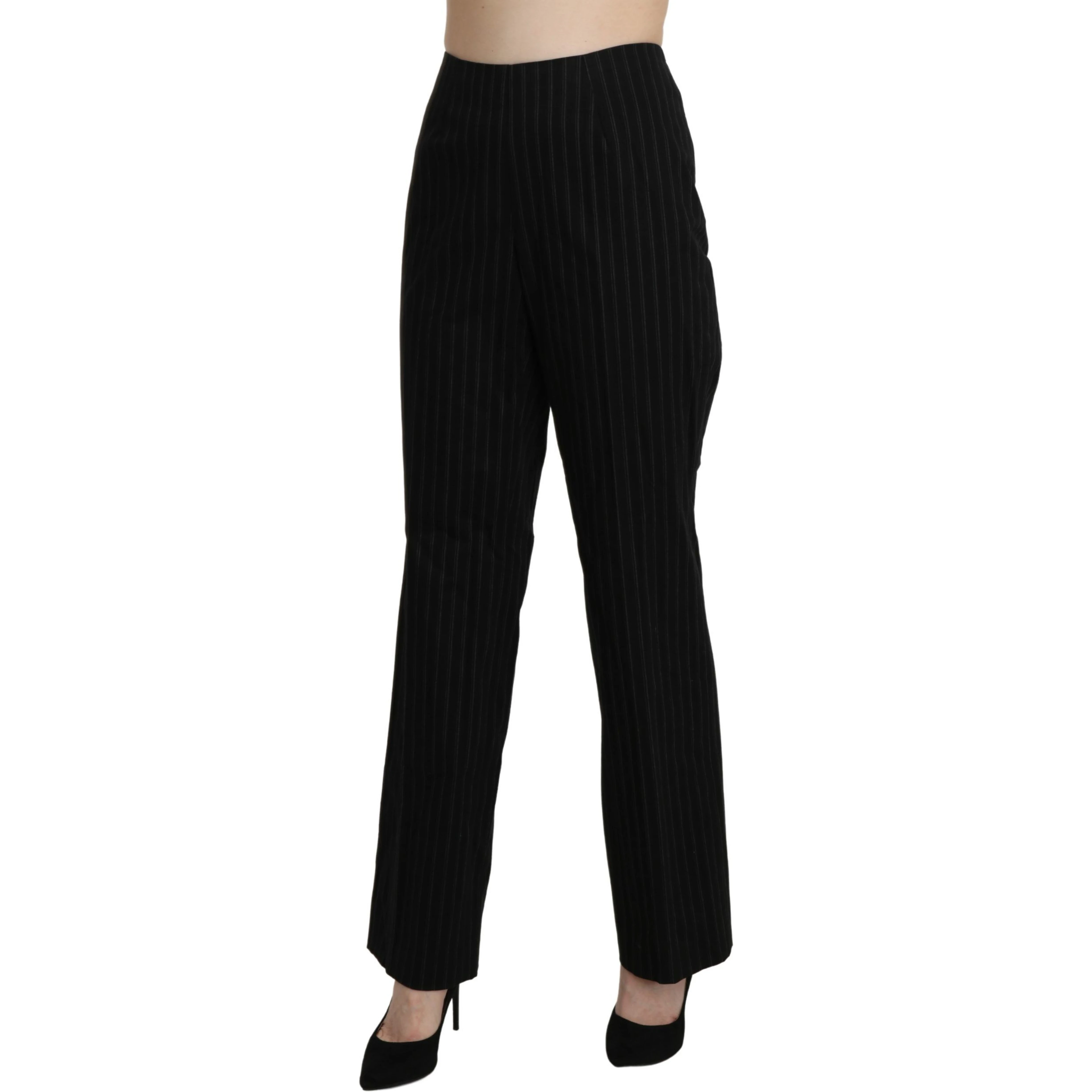 Black High Waist Straight Dress Trouser Pants
