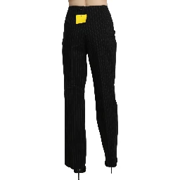 Black High Waist Straight Dress Trouser Pants