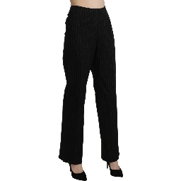 Black High Waist Straight Dress Trouser Pants