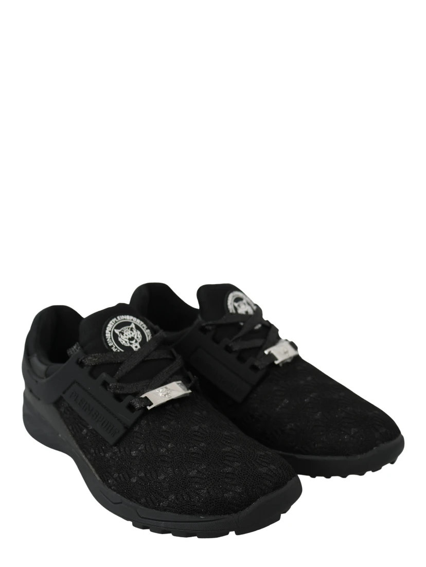 Black Polyester Runner Beth Sneakers Shoes