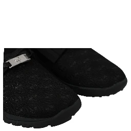 Black Polyester Runner Beth Sneakers Shoes