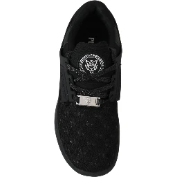 Black Polyester Runner Beth Sneakers Shoes