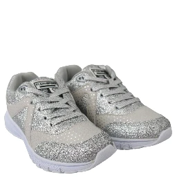 Silver Polyester Runner Jasmines Sneakers Shoes