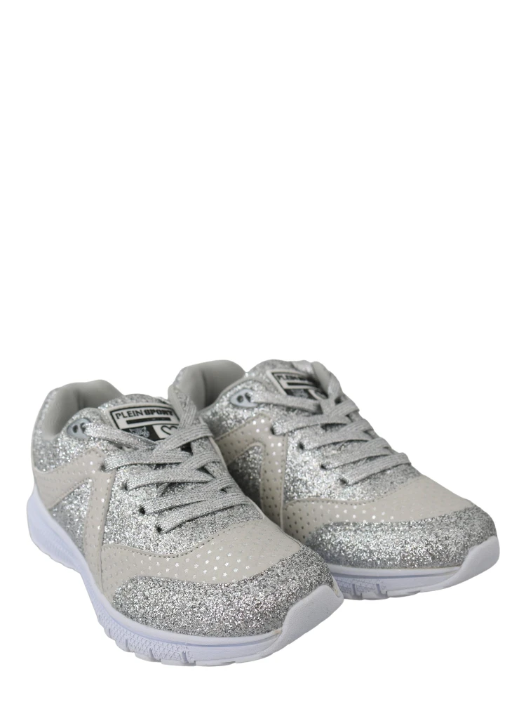 Silver Polyester Runner Jasmines Sneakers Shoes