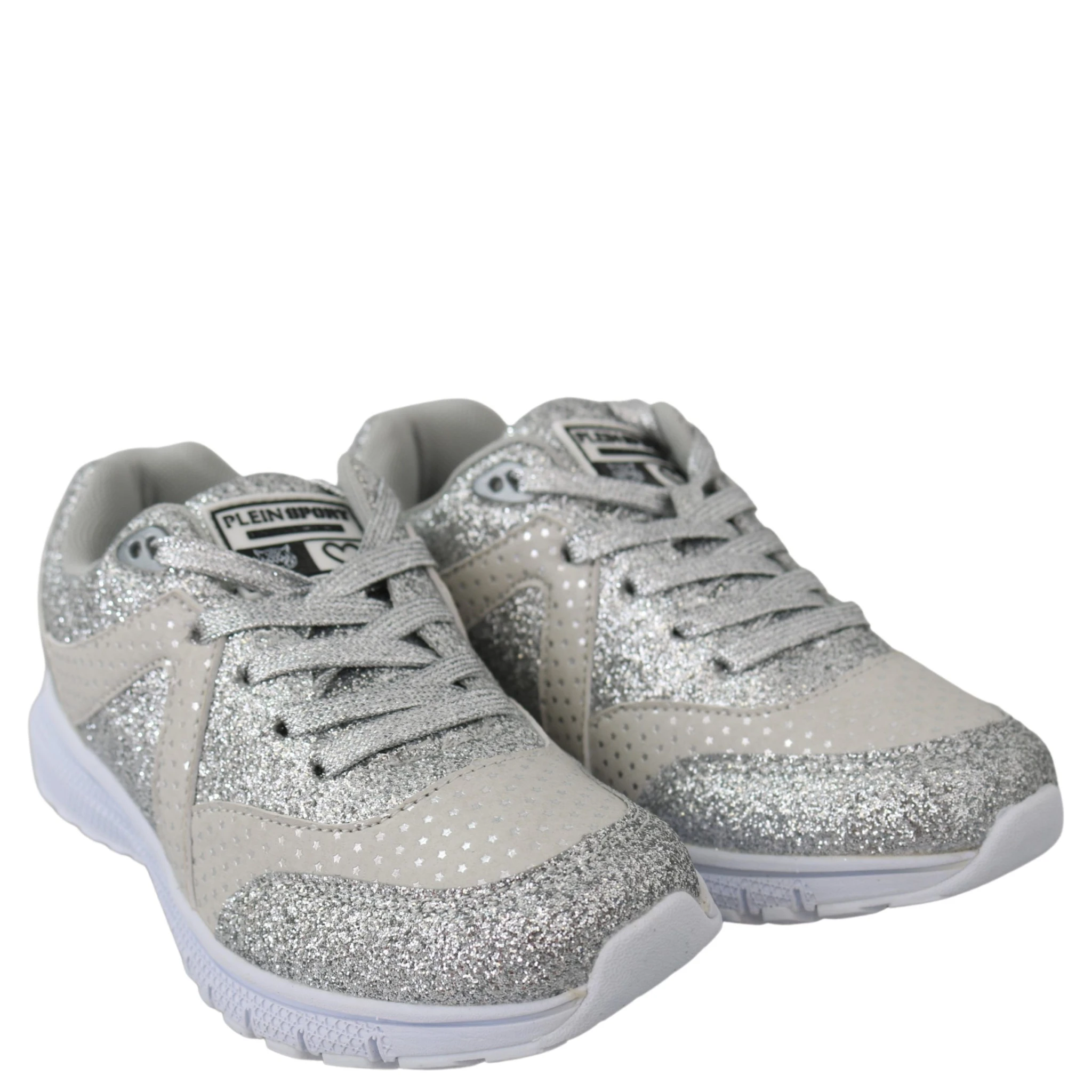 Silver Polyester Runner Jasmines Sneakers Shoes