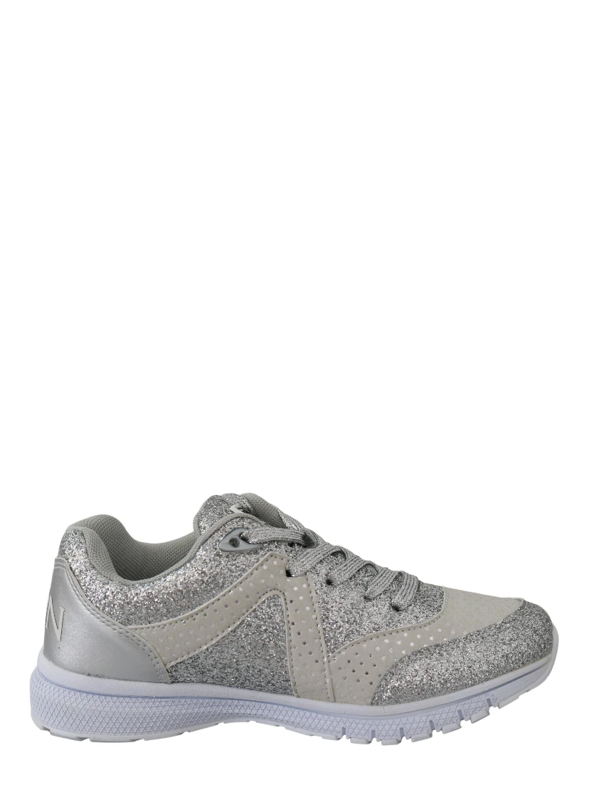 Silver Polyester Runner Jasmines Sneakers Shoes