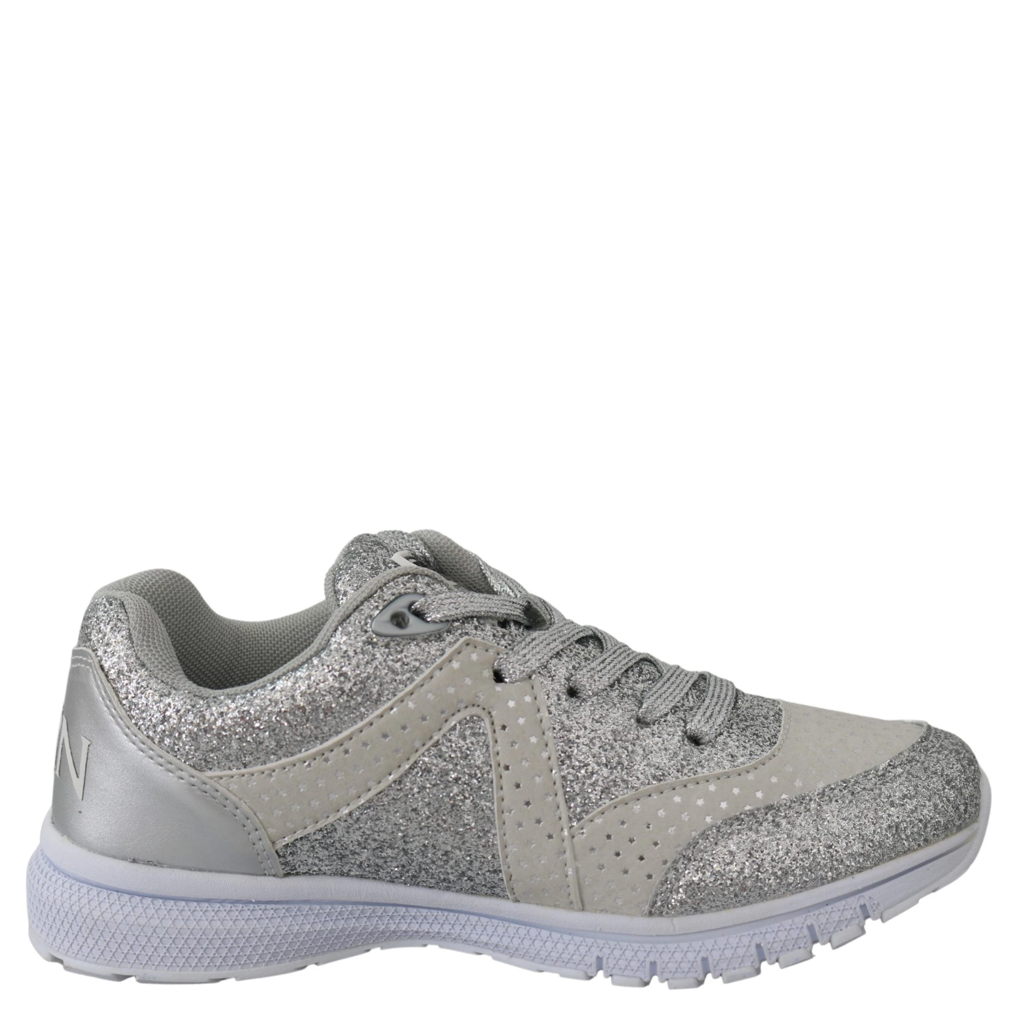 Silver Polyester Runner Jasmines Sneakers Shoes