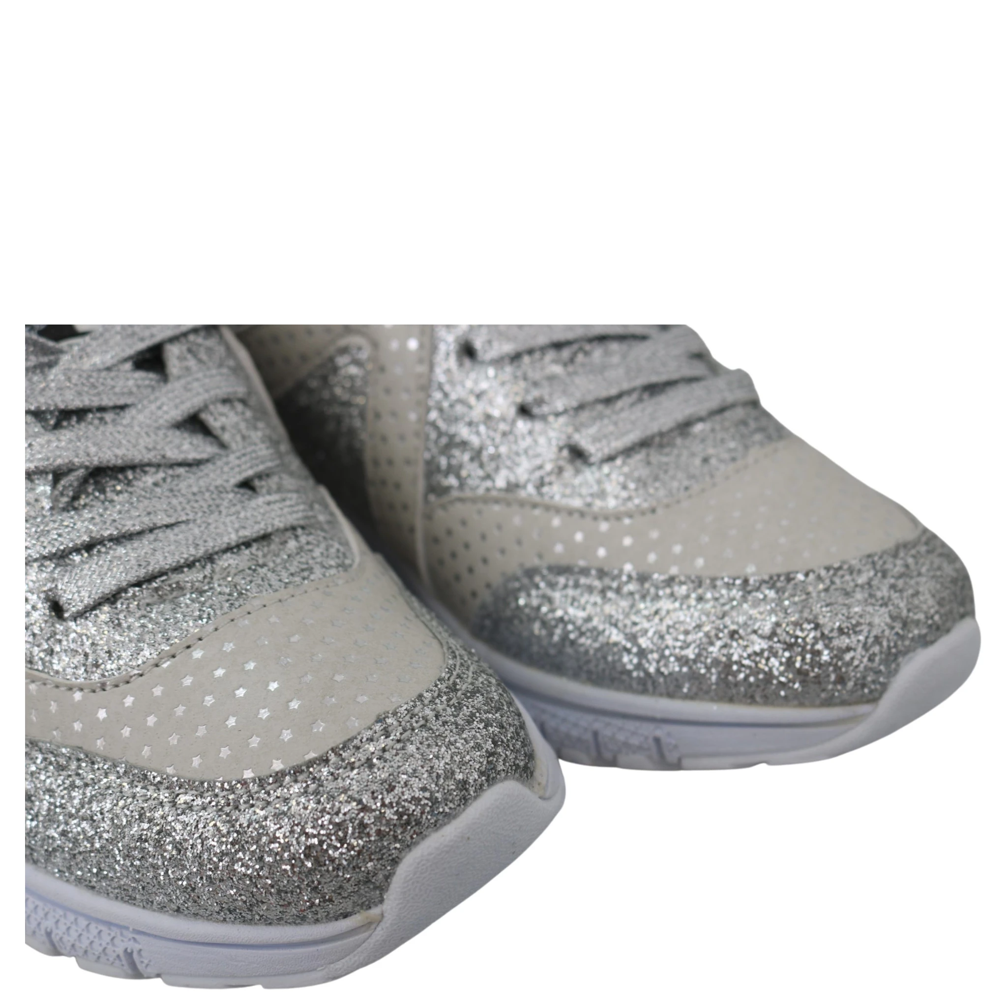 Silver Polyester Runner Jasmines Sneakers Shoes