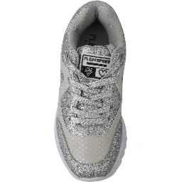 Silver Polyester Runner Jasmines Sneakers Shoes