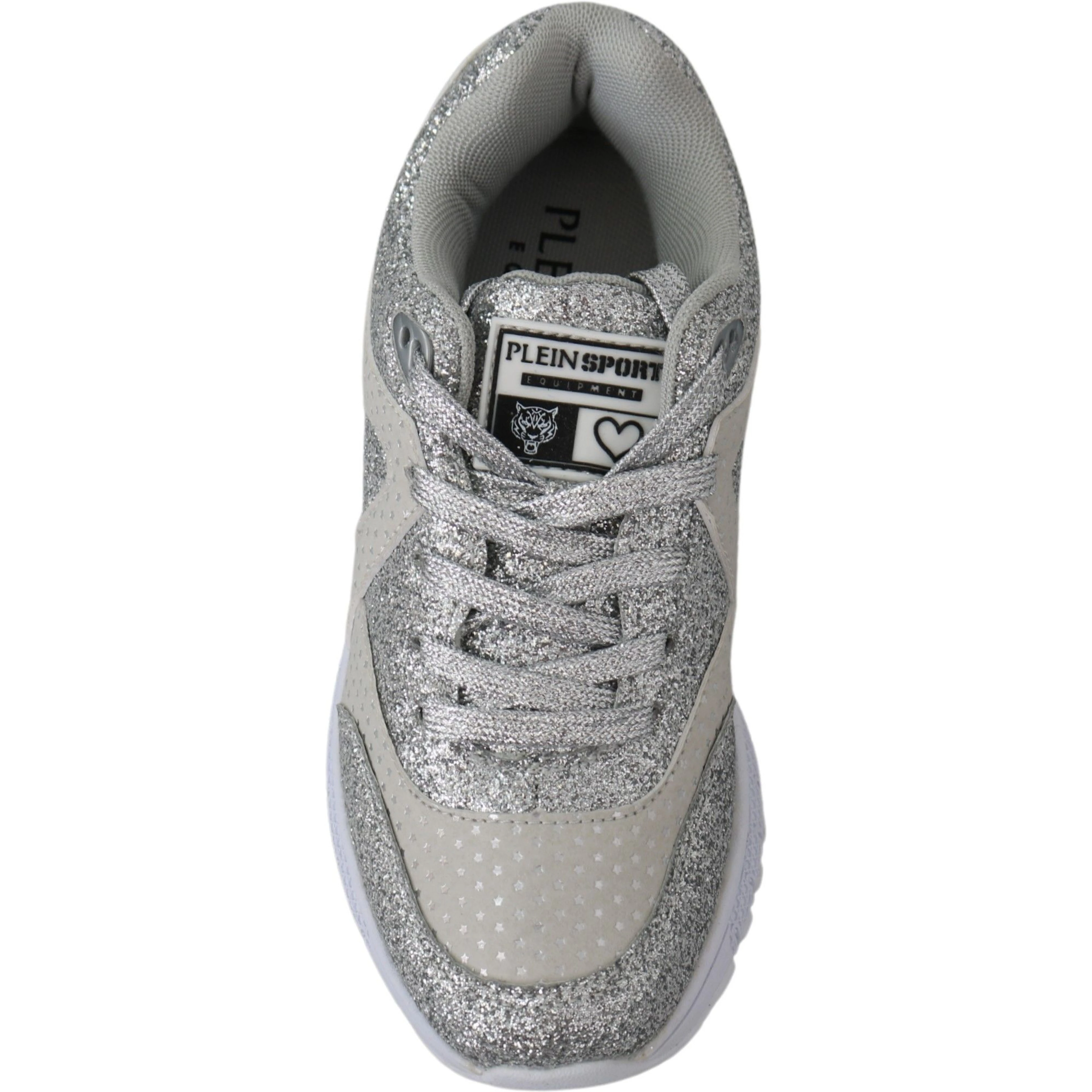 Silver Polyester Runner Jasmines Sneakers Shoes
