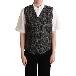 Gray Wool Leopard Print Waistcoat Vest