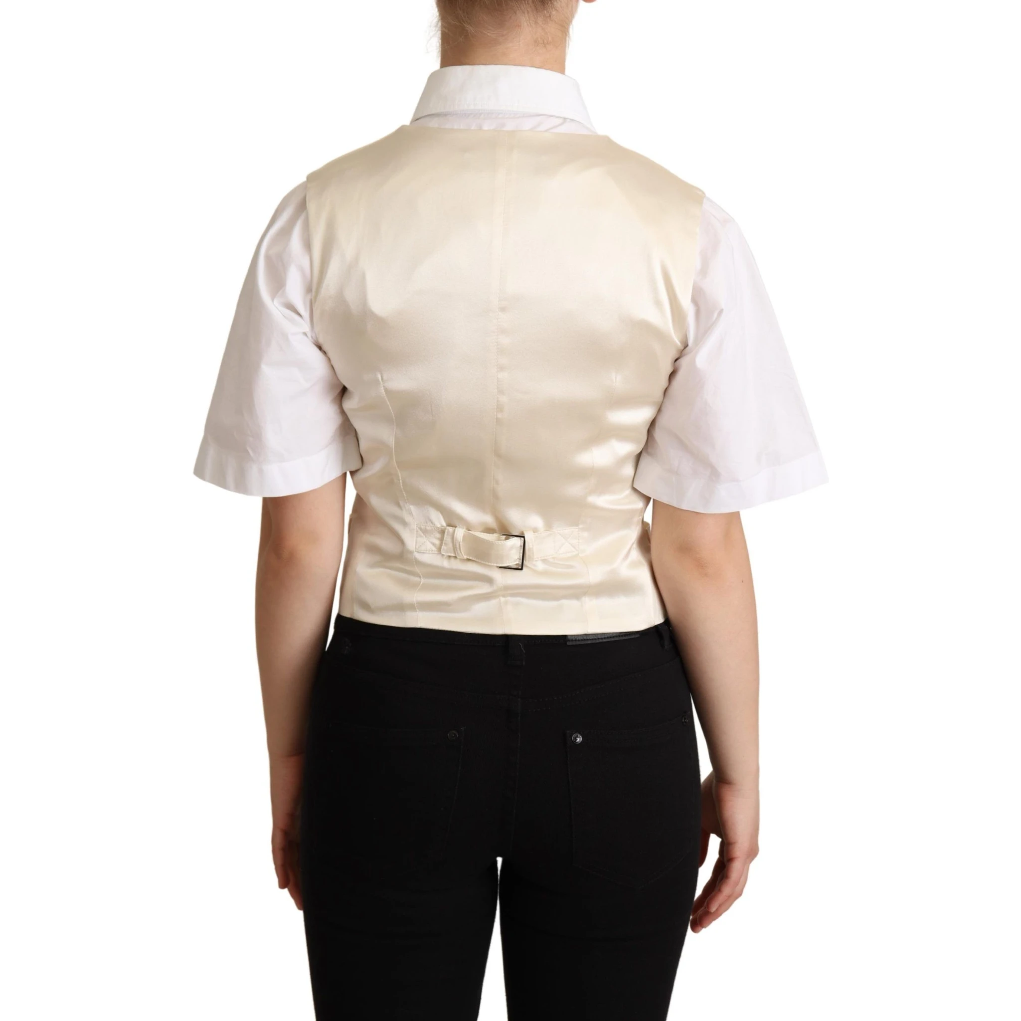 Beige Silk Sleeveless Waistcoat Vest