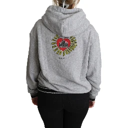 Gray Printed Hooded Exclusive Logo Sweater