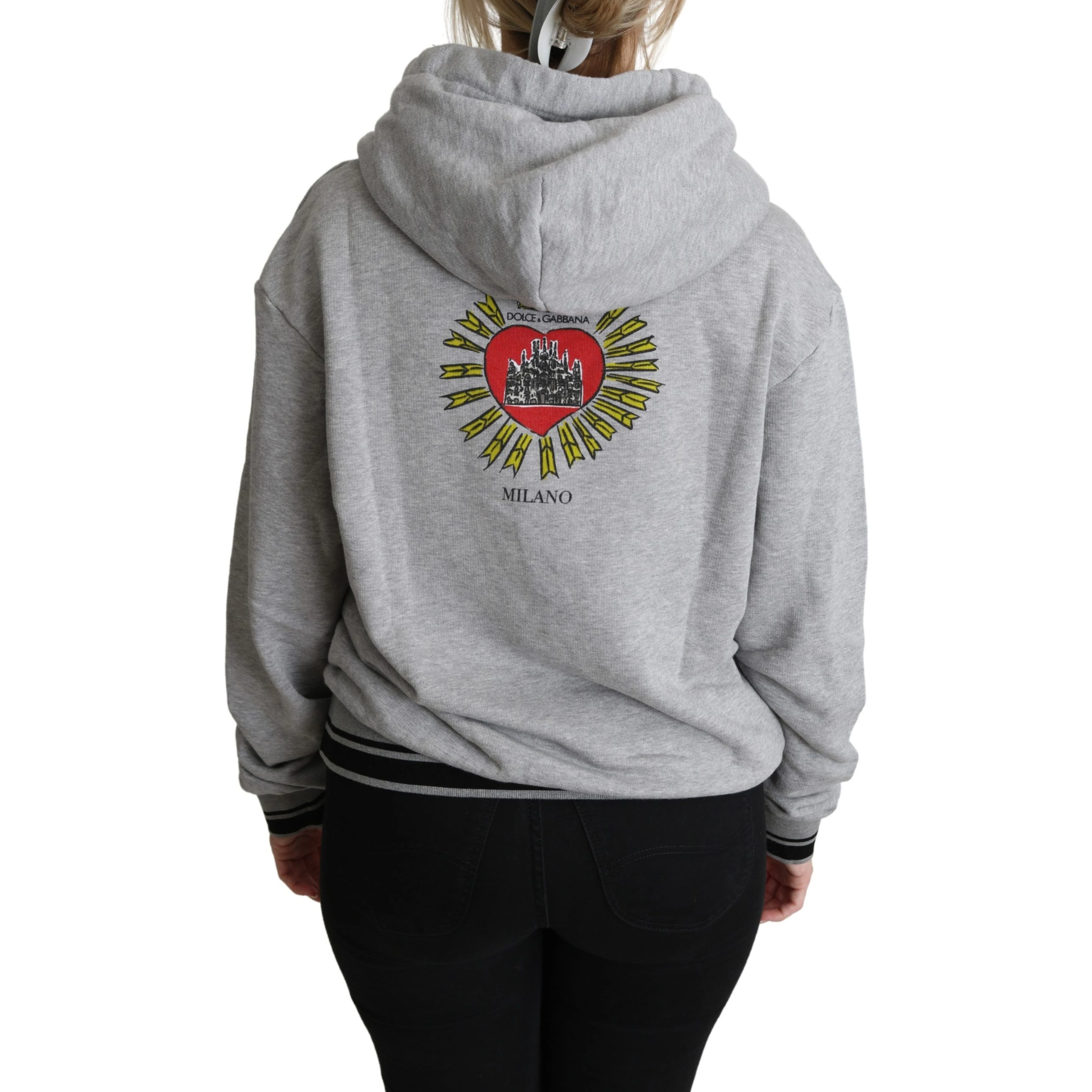 Gray Printed Hooded Exclusive Logo Sweater