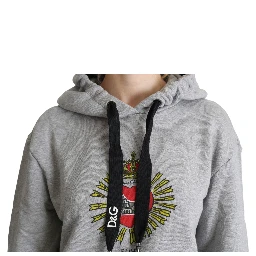 Gray Printed Hooded Exclusive Logo Sweater