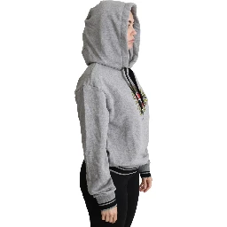 Gray Printed Hooded Exclusive Logo Sweater
