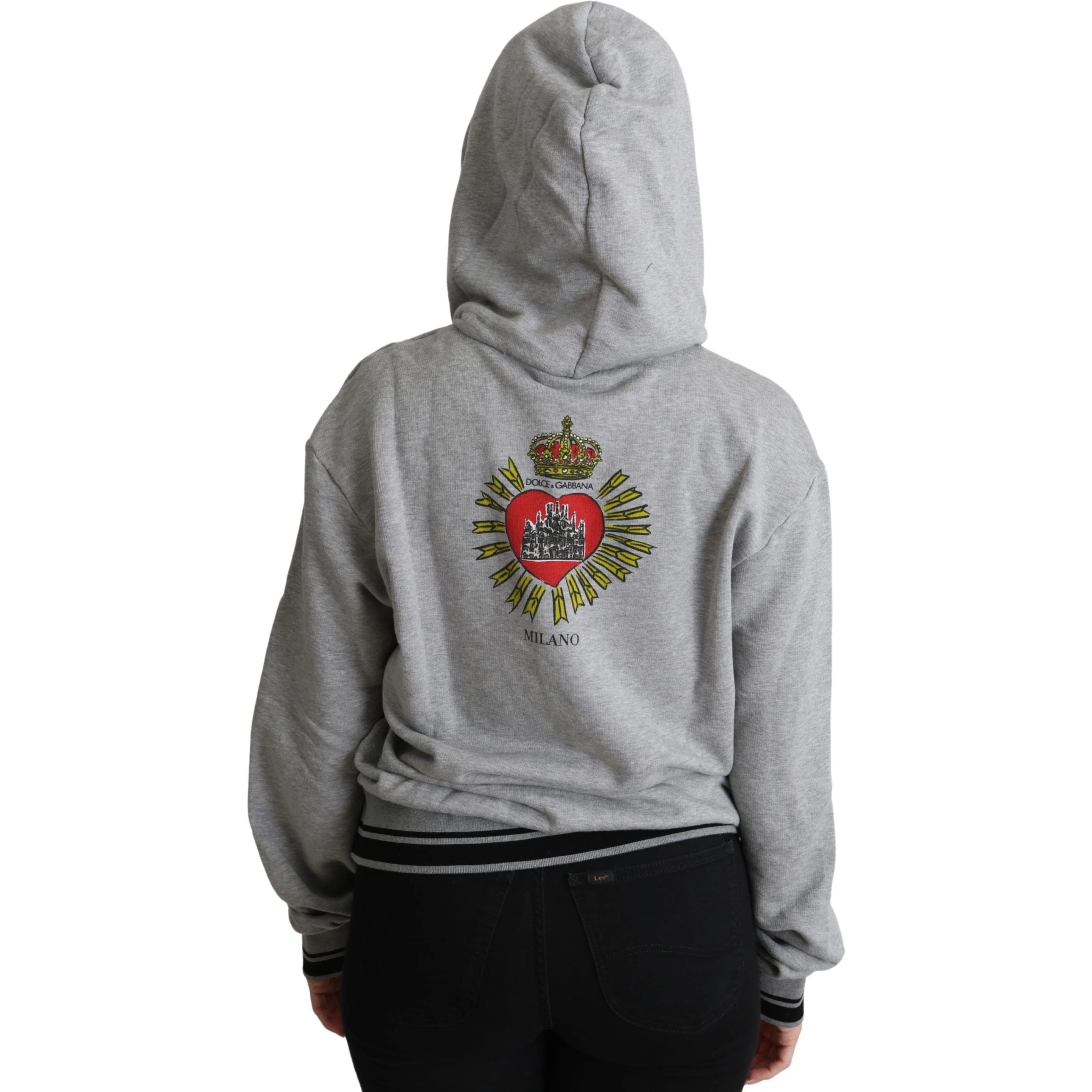 Gray Printed Hooded Exclusive Logo Sweater