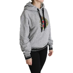 Gray Printed Hooded Exclusive Logo Sweater