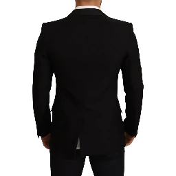 Black Wool Slim Fit Coat Blazer Jacket