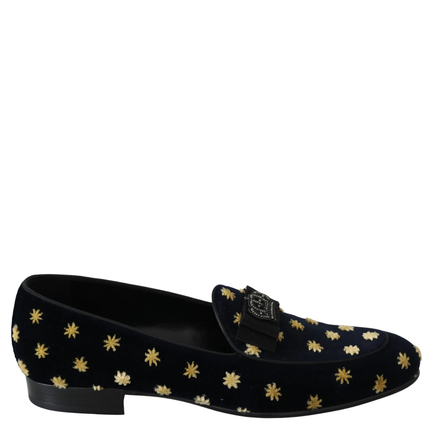 Blue Velvet Crown Slippers Loafers Shoes