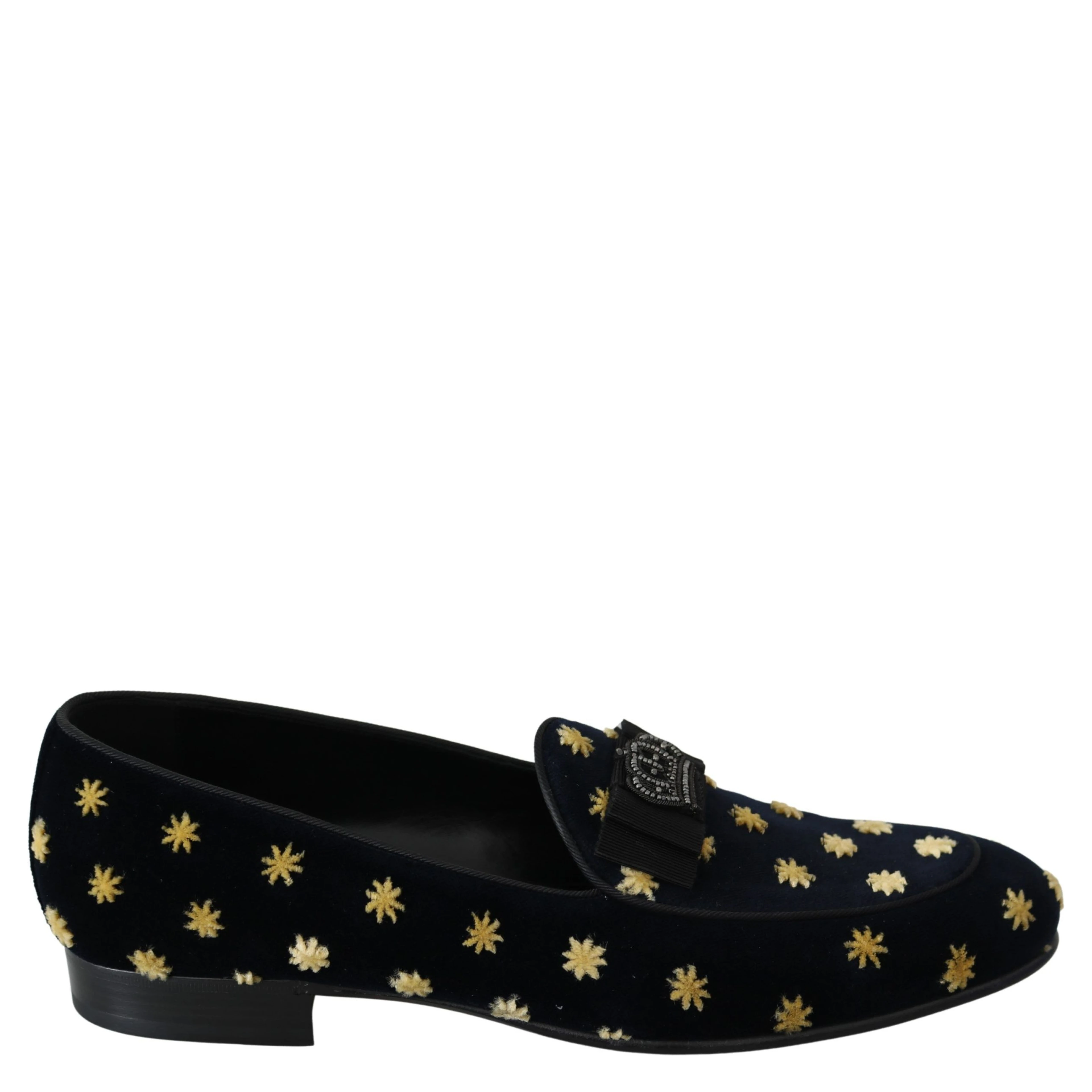Blue Velvet Crown Slippers Loafers Shoes