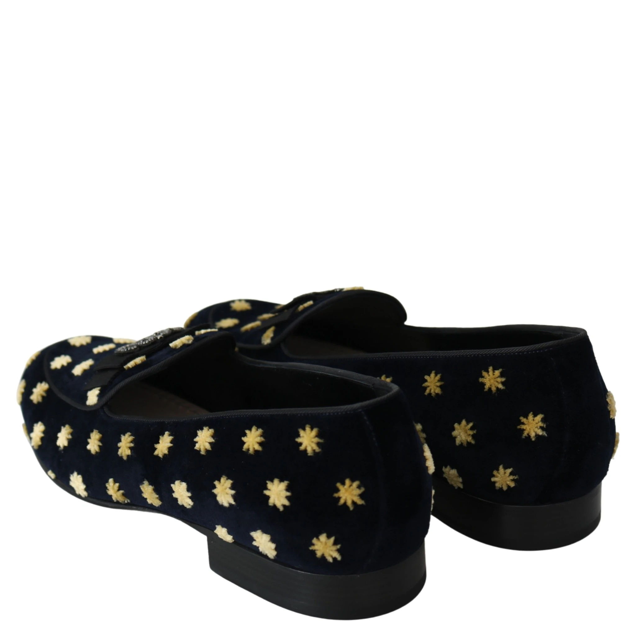 Blue Velvet Crown Slippers Loafers Shoes