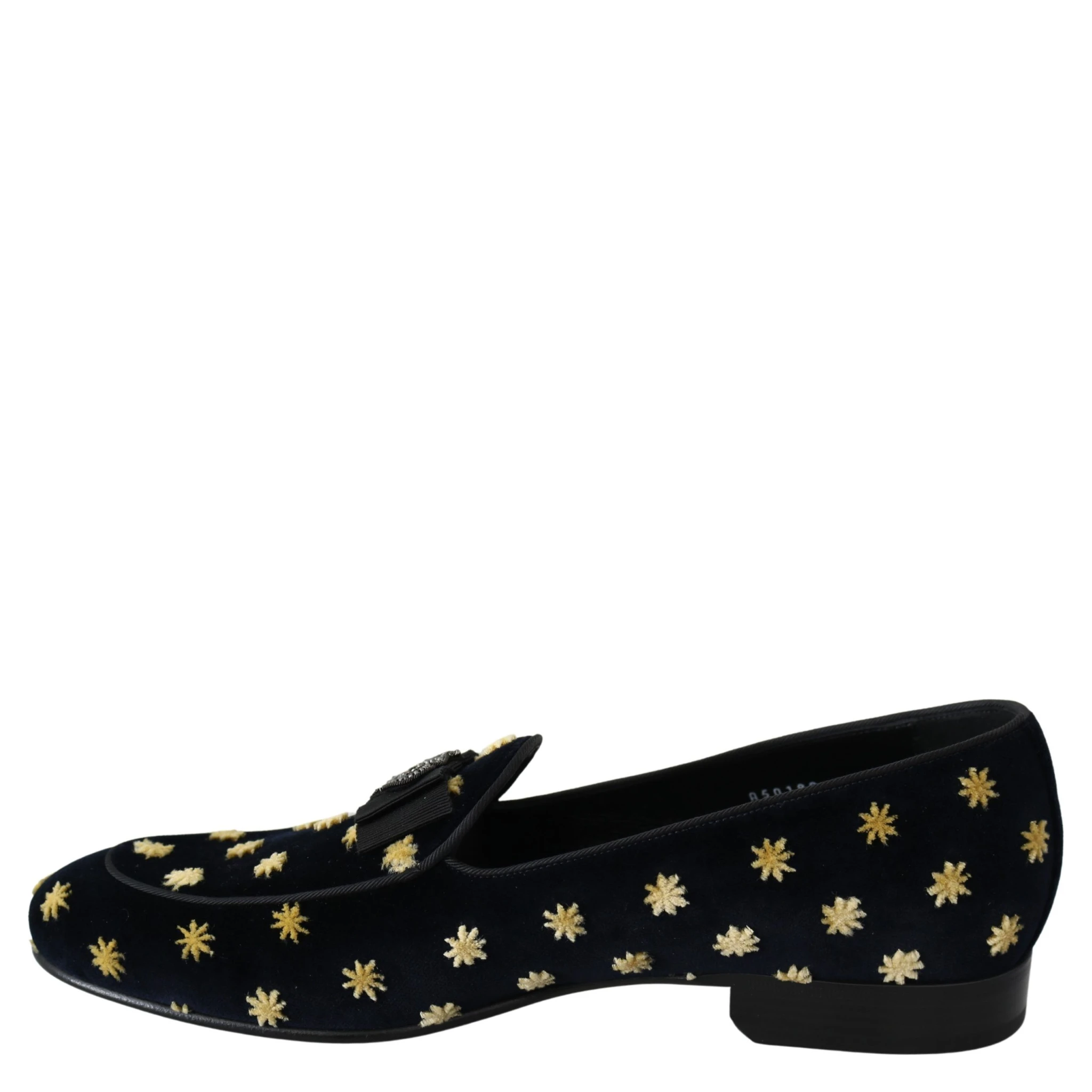 Blue Velvet Crown Slippers Loafers Shoes